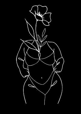 Floral Body Outline Art