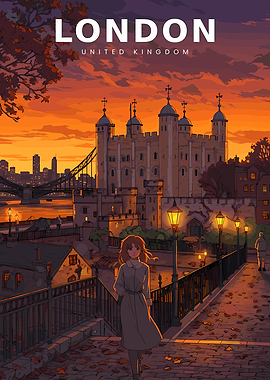 Anime London Tower Bridge Sunset