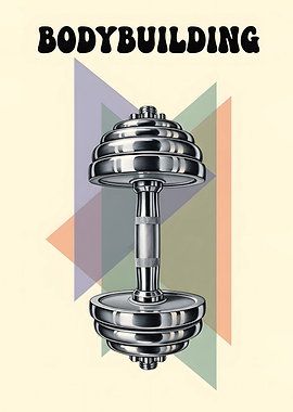 Bodybuilding Dumbbell with Geometric Background