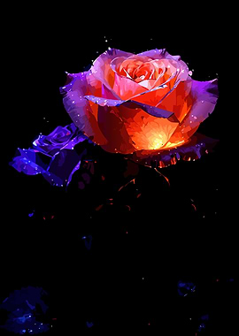 Glowing Roses on Black Background