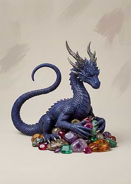 Blue Dragon Guarding Treasure