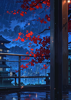Rainy Night in a Japanese City