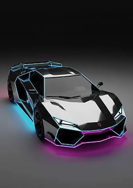 Futuristic Neon Sports Car