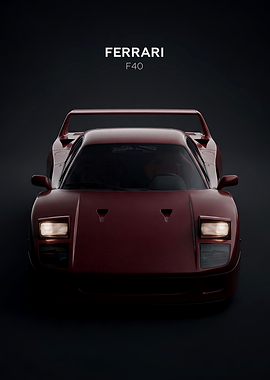 Ferrari F40 Red Minimalist Car