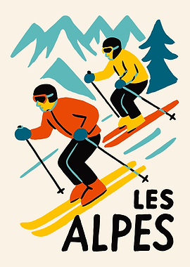 Les Alpes Ski Poster