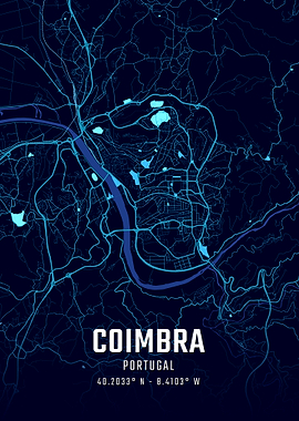 Coimbra Midnight City Map