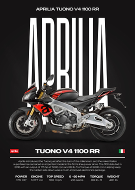 Aprilia Tuono V4 1100 RR Motorcycle Poster