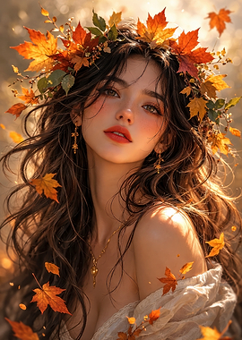 Autumn Woman with Leaf Crown