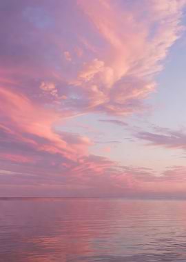 Pink and Purple Sunset Over Calm Water