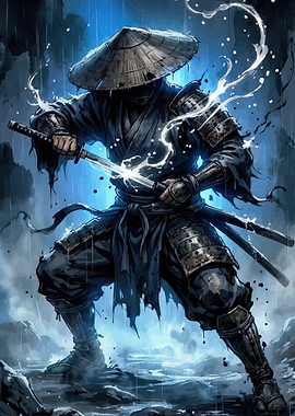Samurai Warrior with Lightning Sword