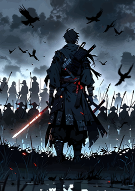 Samurai Warrior Facing an Army