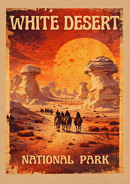 White Desert National Park Vintage Poster