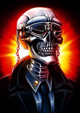 Cyberpunk Skull in Suit