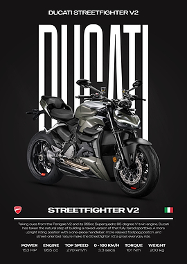 Ducati Streetfighter V2 Motorcycle Poster
