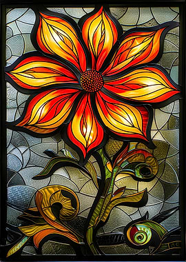 Stained Glass Flower Art