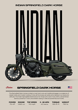 Indian Springfield Dark Horse Motorcycle Poster