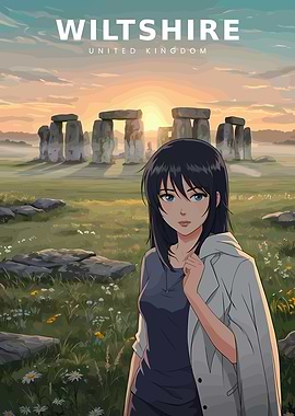 Anime Girl at Stonehenge