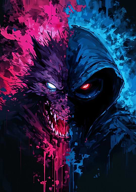 Split Personality Werewolf and Hooded Figure