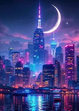 Cyberpunk Cityscape at Night