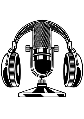 Retro Microphone and Headphones