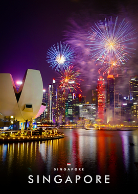 Singapore Skyline Fireworks