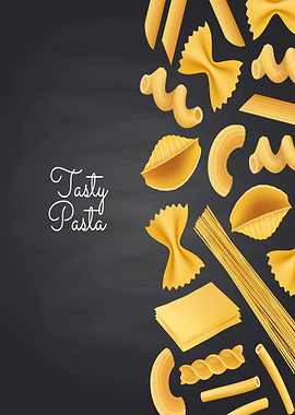 Assortment of Pasta on Chalkboard