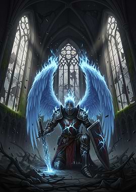 Angel Knight in Ruined Cathedral