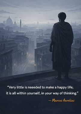 Marcus Aurelius quote on a cityscape