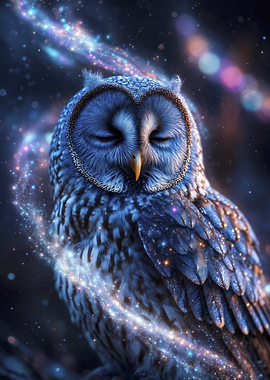 Enchanting Owl with Cosmic Sparkles