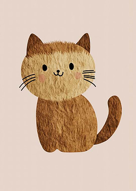 Cute Brown Cat Illustration