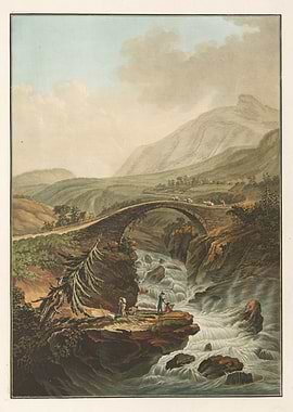 Stone Bridge Over Rushing River