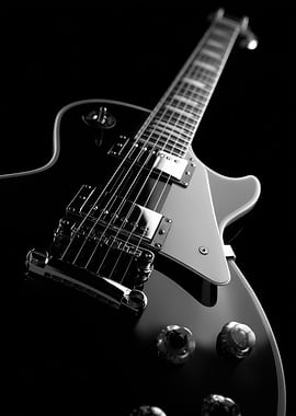 Black Electric Guitar Close-up