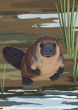 Cute Platypus in Water