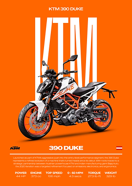 KTM 390 Duke Motorcycle Poster