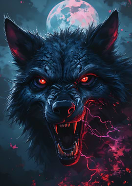Fierce Werewolf Under a Full Moon