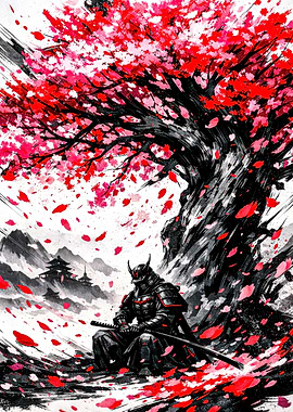 Samurai Under Cherry Blossoms