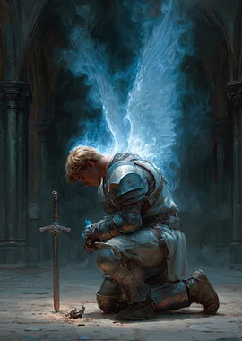 Angel Knight Kneeling in Prayer