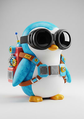 Steampunk Penguin Character