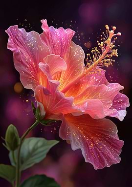 Sparkling Pink Hibiscus Flower