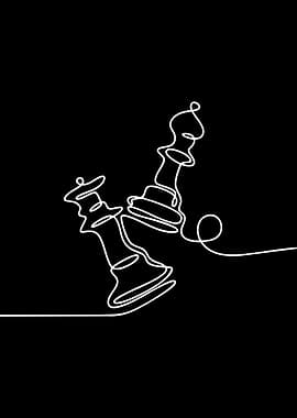 Minimalist Chess Pieces Line Art