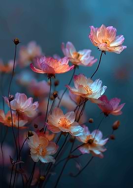 Delicate Pink and Orange Cosmos Flowers