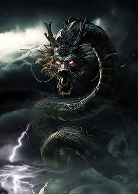Mythical Dragon in a Storm