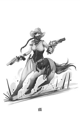 Centaur Cowgirl with Guns
