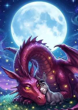 Dragon and Donkey under the Moon
