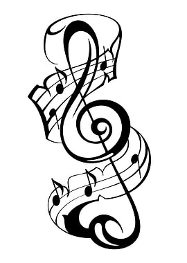 Musical Notes and Treble Clef Tattoo Design