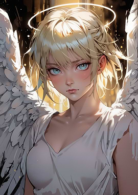 Angel with Blue Eyes and Halo