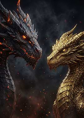 Two Dragons Facing Off
