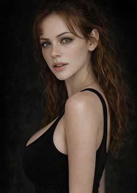 Redhead woman in black tank top
