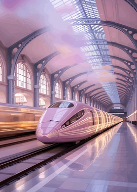 Futuristic Train at Station