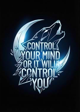 Wolf and Crescent Moon with Text